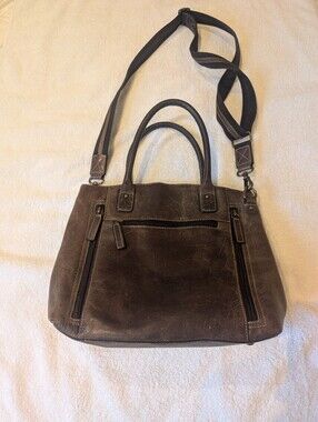 Gun Tote’n Mamas Brown Distressed Leather Concealed Carry Crossbody Satchel Bag